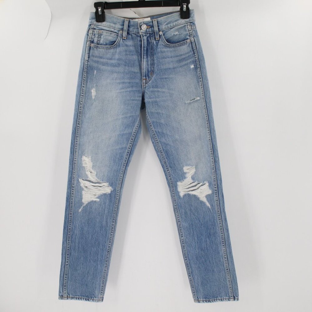 SLVRLAKE Jeans Womens 24 L29 Virginia Slim Destroyed Straight Leg Cotton Denim